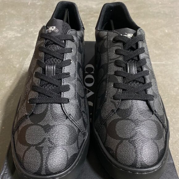 Coach Men's Clip Signature Leather Low Top Sneaker, Size US 8.5, Charcoal/Black - Picture 3 of 7